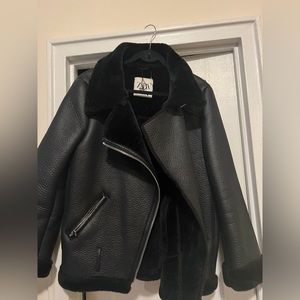 Zara Faux Fur Lined Motto Jacket